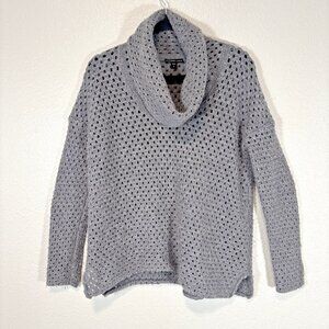 JAMES PERSE Open knit Alpaca Wool Blend Cowl Neck Grey Sweater Womens Sz 3 Large
